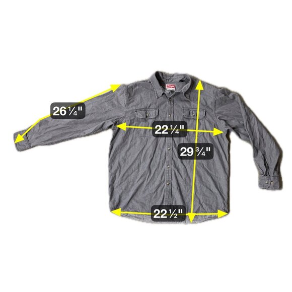 Wrangler Long Sleeve Shirt Mens Large Cotton Casual Button Up Gray Pockets - Picture 7 of 7